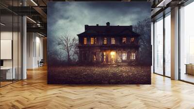 Haunted house, old worn-down abandoned home, creepy and spooky Wall mural