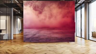 Concrete floor and red smoke, empty space Wall mural