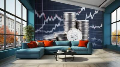 graphic representation of money in the stock market and stock market Wall mural