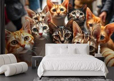 the cat gang takes a selfie Wall mural