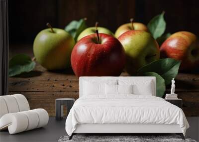 apples on a wooden table Wall mural