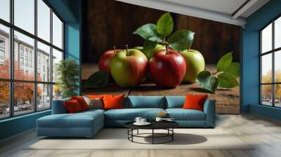 apples on wooden table Wall mural