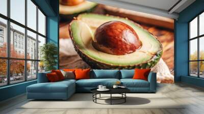 avocado on wooden table Wall mural