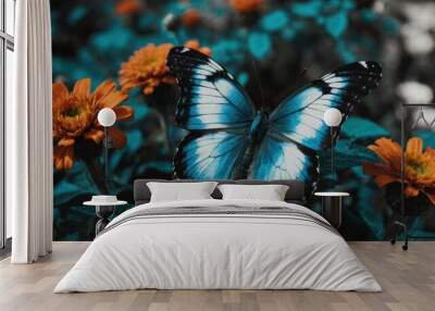 butterfly on flower Wall mural