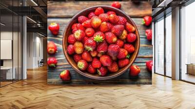 strawberries on a wooden table Wall mural