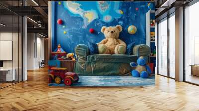 Classic toys playroom background for professional studio photography of children Wall mural