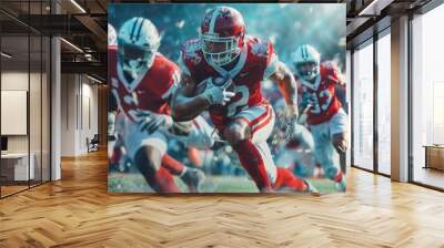 Dynamic stadium photography of professional football players in action on the field Wall mural