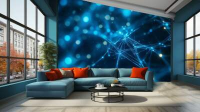 Futuristic abstract tech network design  illuminated nodes and lines for digital banners and posters Wall mural