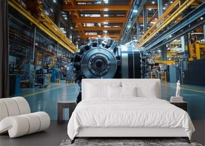 Industrial machinery  capturing a large generator in a manufacturing facility showcasing innovation Wall mural