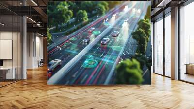 Smart city commute transportation network with radar signal system - urban traffic management Wall mural