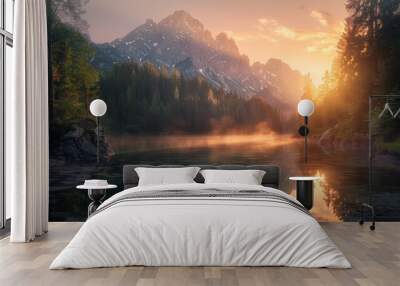 Sunset at zittauerhuette, gerlossee, salzburg, austria - scenic view of a beautiful european sunset Wall mural