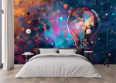 Vibrant startup concept - abstract lightbulb of creativity - innovative artwork for inspiration Wall mural