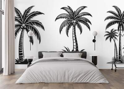 Cartoon Palm Tree Vector Set Wall mural