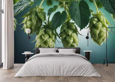 Fresh hop cones hang from a vine, ready for harvest Wall mural