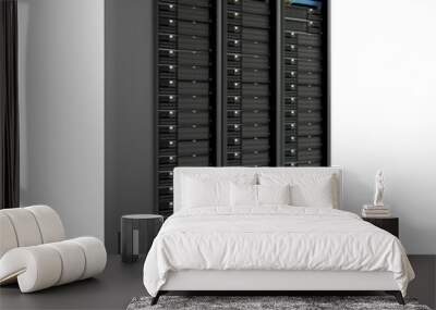 3D rendering of a server rack isolated on a white background. Wall mural