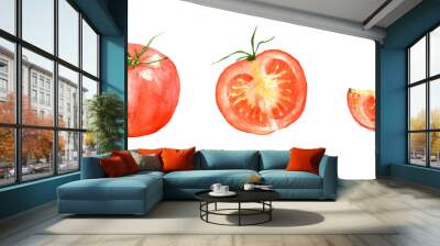 Watercolor illustration of tomato set	with transparent background Wall mural