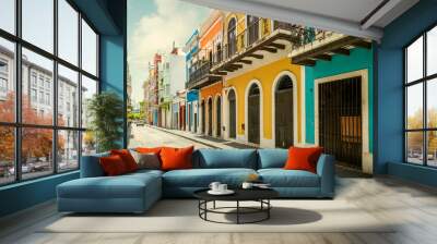 Colorful houses in old San Juan, Puerto Rico Wall mural