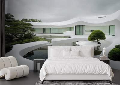 Concept art illustration of futuristic mansion house villa Wall mural