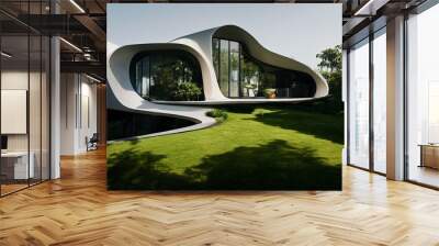 Concept art of futuristic single family house with a garden Wall mural