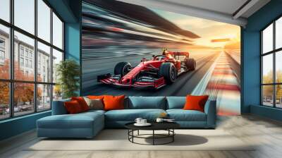 Formula 1 bolid on racing track, F1 grand prix race Wall mural