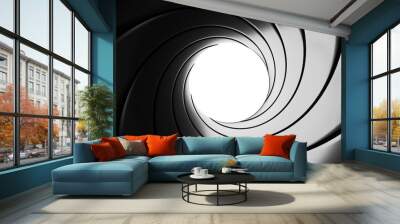 Gun barrel effect - a classic James Bond 007 theme - 3D rendering Wall mural