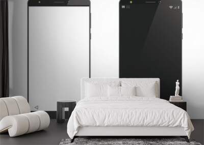 two vector cell phones on white background. Wall mural