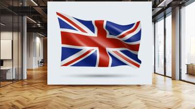 Vector illustration of 3D-style flag of United Kingdom isolated on light background. Created using gradient meshes, EPS 10 vector design element from world collection Wall mural