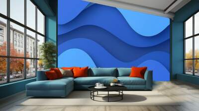  A blue background with a wavy pattern Wall mural