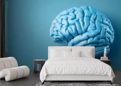  A blue model of the human brain on a blue background  Top view of the human brain Wall mural