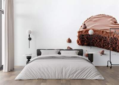  A piece of chocolate cake, two bites taken Wall mural