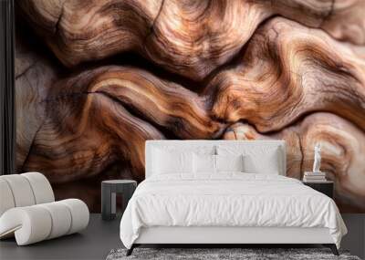  A wooden plank split in two, resembling two separate halves of wood Wall mural