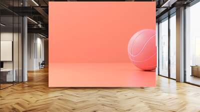  Two pink balls on a pink surface A pink wall behind and one in front, both against a pink background Wall mural