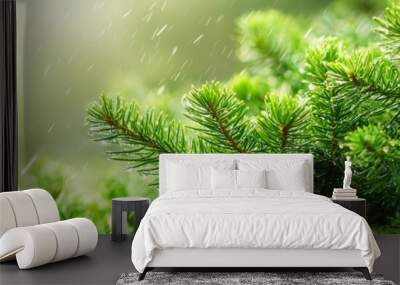 blurred pine branches Wall mural