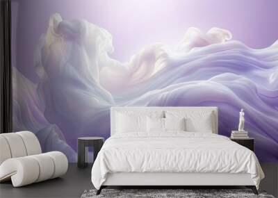 White-purple and purple-white waves on a purple and white background Sun bright in picture center Purple sky backdrop Wall mural