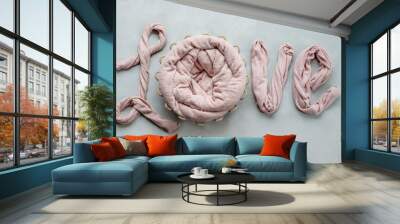 pink love with nest background for newborn and baby Wall mural