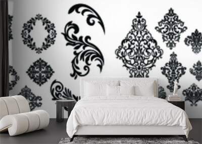 Set of Oriental vector damask patterns for greeting cards and wedding invitations. Wall mural