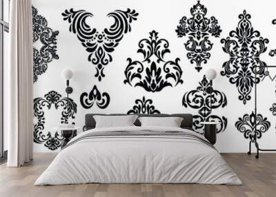 Set of Oriental vector damask patterns for greeting cards and wedding invitations. Wall mural