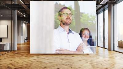 business people through the glass Wall mural