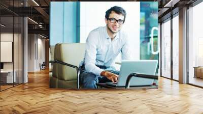 businessman sitting in cafe Wall mural