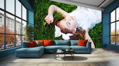 pretty little girl sleeps Wall mural