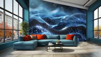 A blue wave with a lot of sparkles on it Wall mural