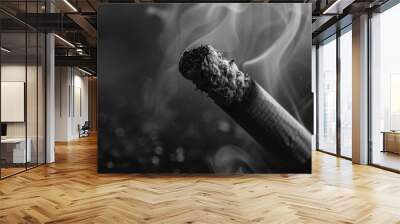 A cigarette is lit and the smoke is rising Wall mural