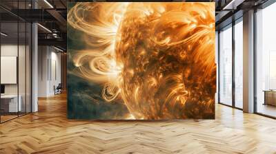 A close up of a sun with a lot of smoke coming out of it Wall mural