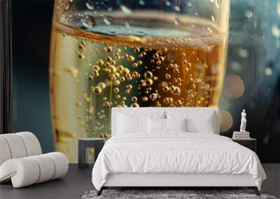 A glass of champagne with bubbles in it Wall mural