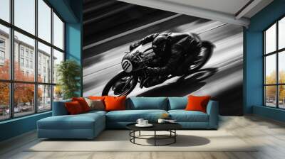 A man is riding a motorcycle on a track Wall mural