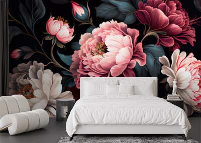 abstract background of 3d magnolia flowers. Generative AI Wall mural