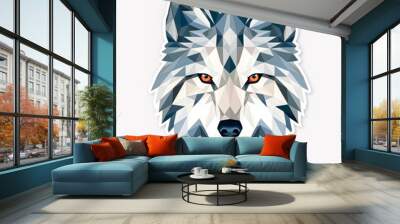 Abstract polygonal wolf head on white background Wall mural