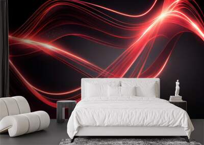 abstract red lines on black background. Generative AI Wall mural