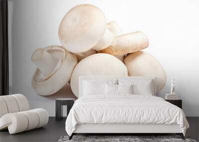 Champignon mushrooms isolated on white background. Wall mural