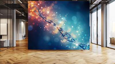 DNA molecule isolated on a dark blue background Wall mural